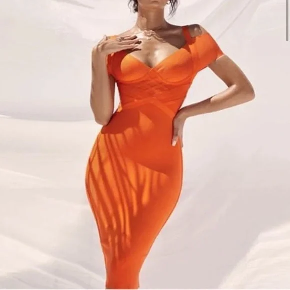 Dresses | Orange High Quslity Bandage Dress | Poshmark